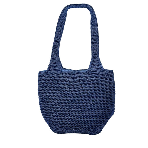 Purse The Sak Crochet Hobo Shoulder Bag Dark Blue Slouchy Inner Zip Pocket Lined - Picture 1 of 14